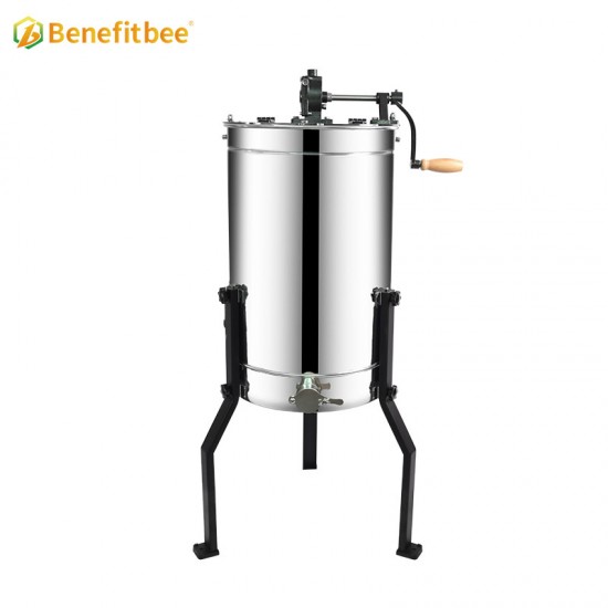 2 Frame Honey Extractor, Stainless Steel Manual Beekeeping Extraction, Honeycomb Drum Spinner with Transparent Lid, Apiary Centrifuge Equipment