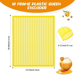 10 Pcs 10 Frame Plastic Queen Excluder Queen Bee Excluder for Bee Hive Beekeeping, Separating Queen Bees from Honey, Beekeepers Looking to Harvest Honey (Yellow,10 Frame)