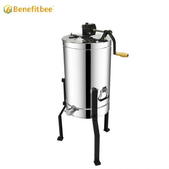 2 Frame Honey Extractor, Stainless Steel Manual Beekeeping Extraction, Honeycomb Drum Spinner with Transparent Lid, Apiary Centrifuge Equipment