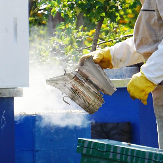 Stainless Steel Bee Hive Smoker with Heat Shield, Beekeeping Equipment,Beekeeping Supplie for Beekeeper
