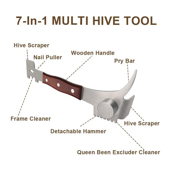 Bee Hive Tool Multifunctional Bee Keeper Tool Lift Tool Beehive Scraper Tool Essential Beekeeping Supplies