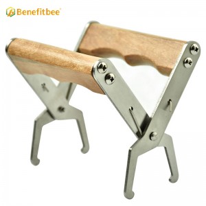 Stainless Steel Beekeeping Frame Gripper, Holder and Lifter Tool with Wooden Handle for Beekeeeper