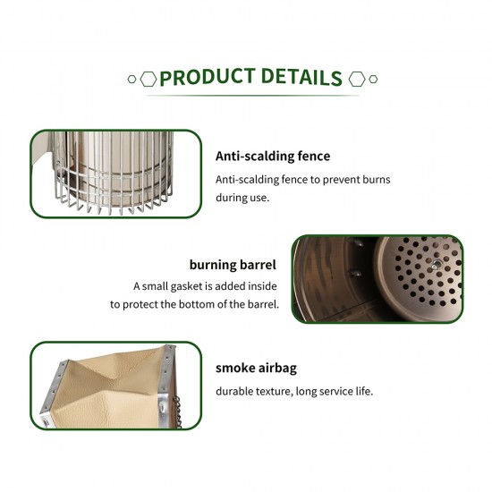 Stainless Steel Beekeeping Smoker with Protective Shield Durable Beehive Smoke Tool for Apiaries Outdoor Use Beekeeping Supplies Stainless Steel Beekeeping Smoker with Protective Shield Durable Beehive Smoke Tool for Apiaries Outdoor Use Beekeeping Supplies